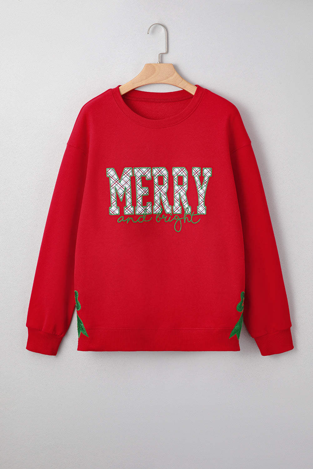Paulina Bow Decor Christmas Sweatshirt - Fiery Red / L - 12/14