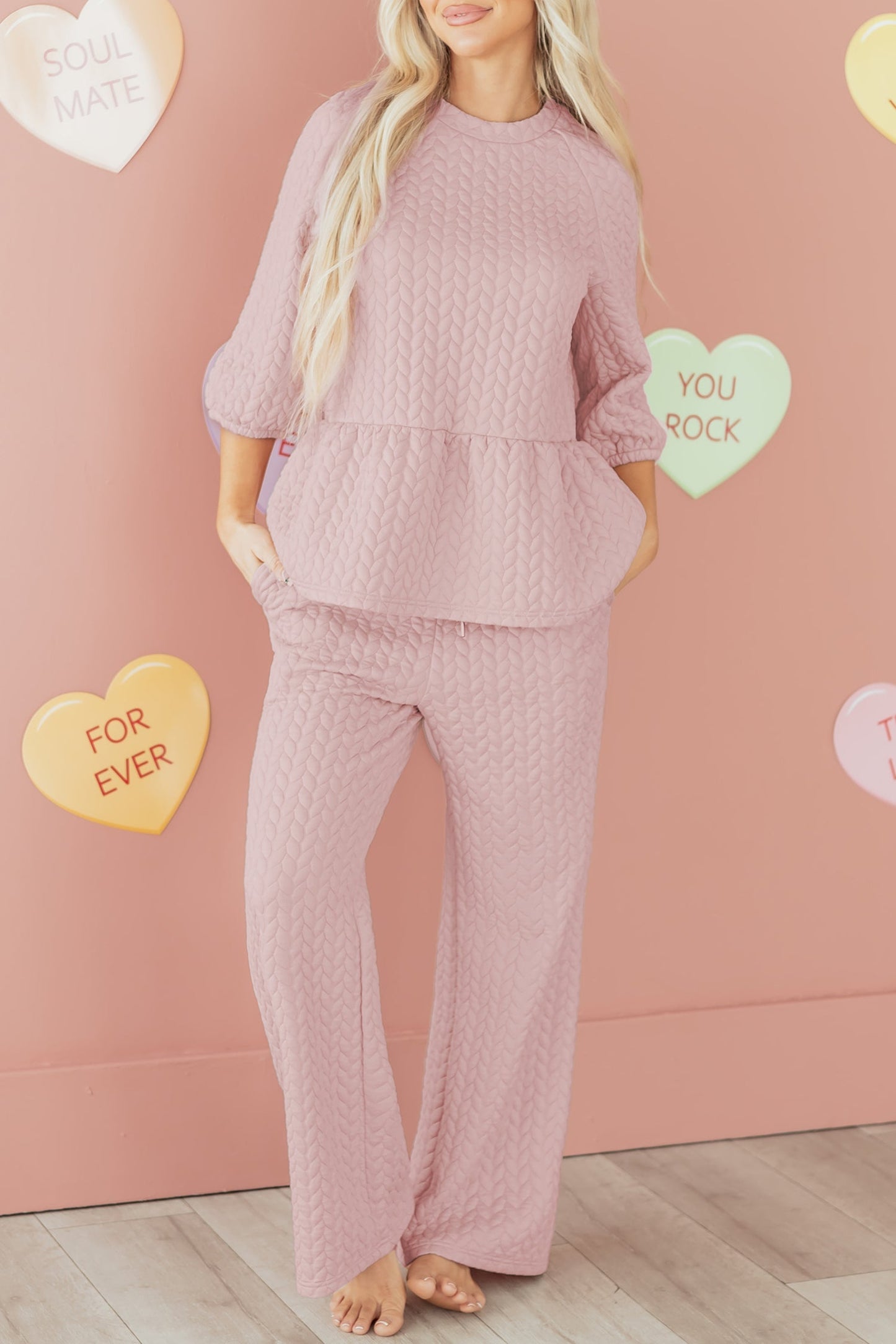 Threaded Pear Makenna Texture Ruffle Hem Set