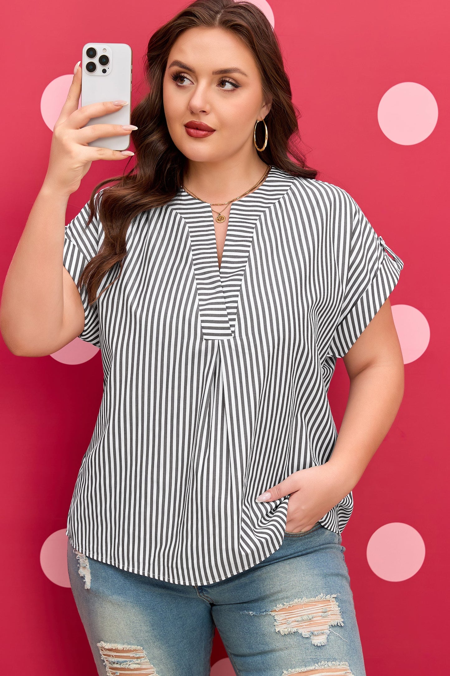 Threaded Pear Hope Short Dolman Sleeve PLUS Blouse