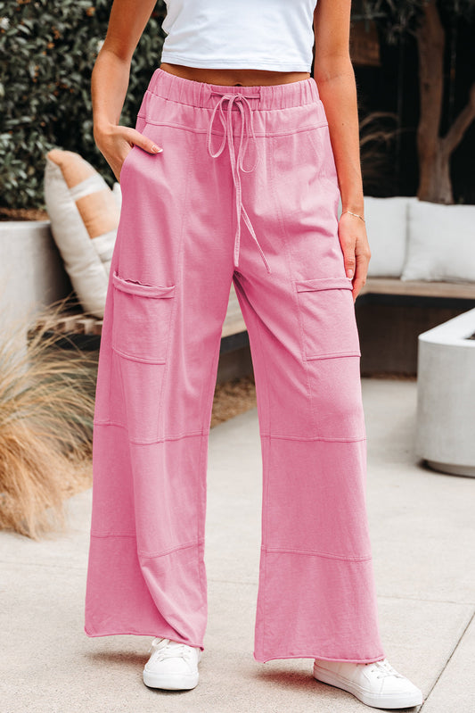 Threaded Pear Brittany Mineral Wash Exposed Seam Drawstring Cargo Pants
