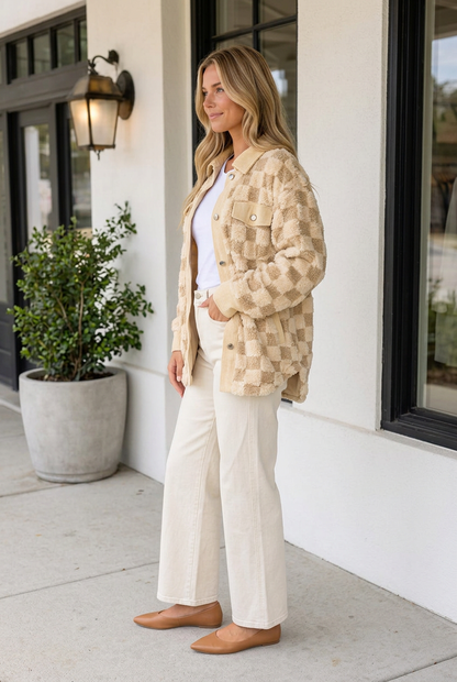 Threaded Pear Camryn Sleeve Shift Silhouette Shacket