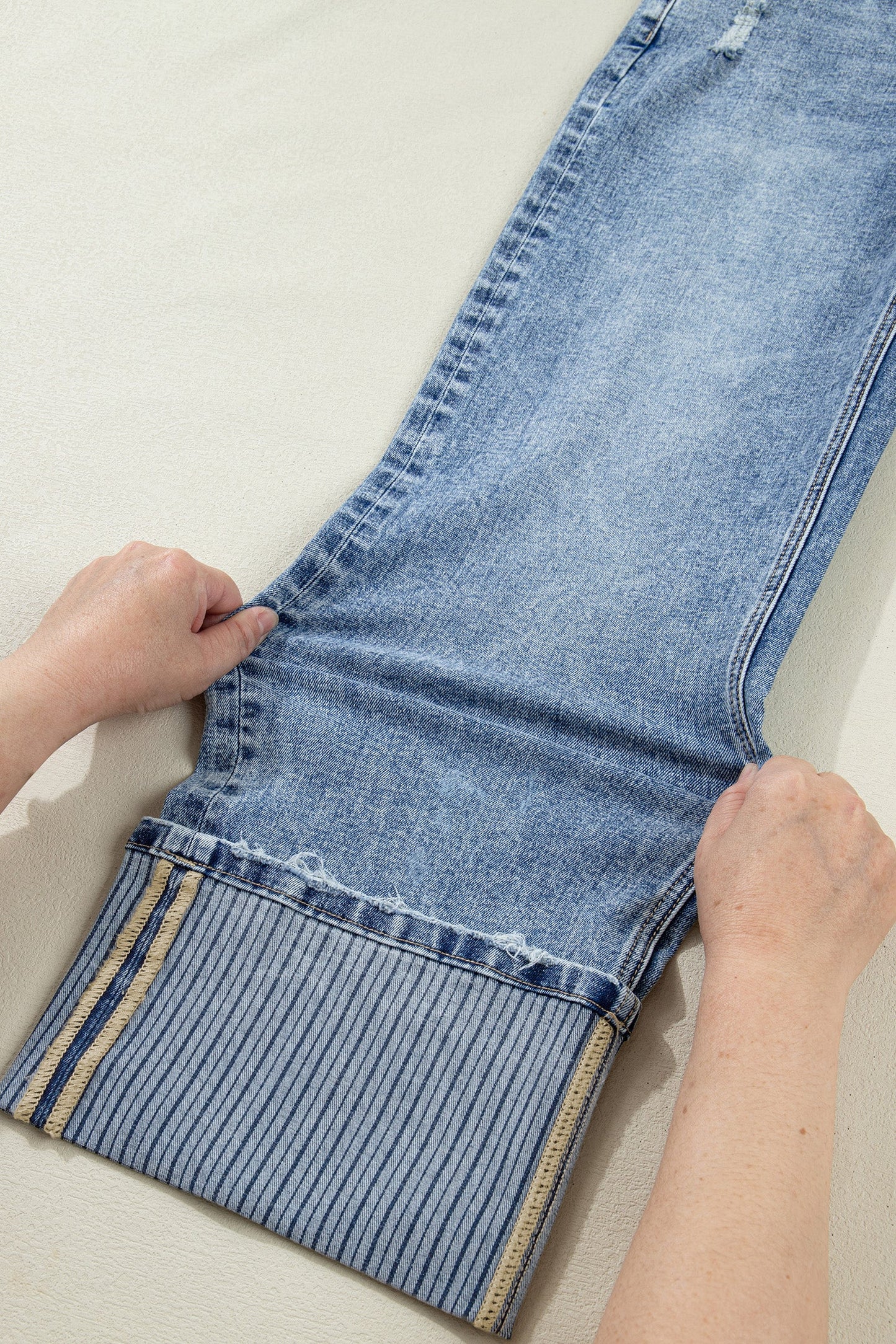 Threaded Pear Elia Cuffed Straight Loose Jeans