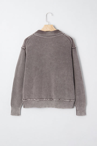 Threaded Pear Sunny Patchwork Knit Open Sweater