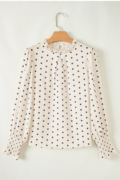 Threaded Pear Catalina Polka Dot Lantern Sleeve Blouse