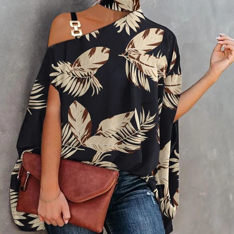 Women’s V-Neck Printed Off-Shoulder Vest Top