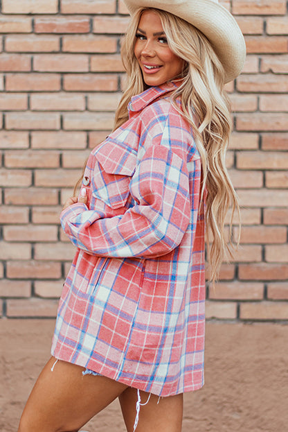 Threaded Pear Natalie Plaid Button Up Shacket