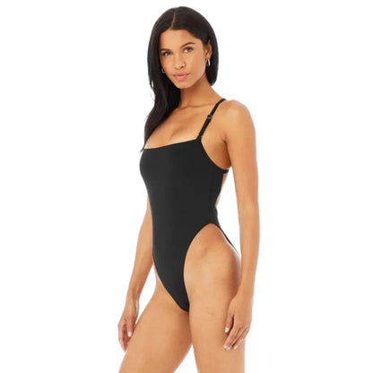 Alo Yoga Thrill Seeking Crisscross Back One Piece Women's Bodysuit — Black