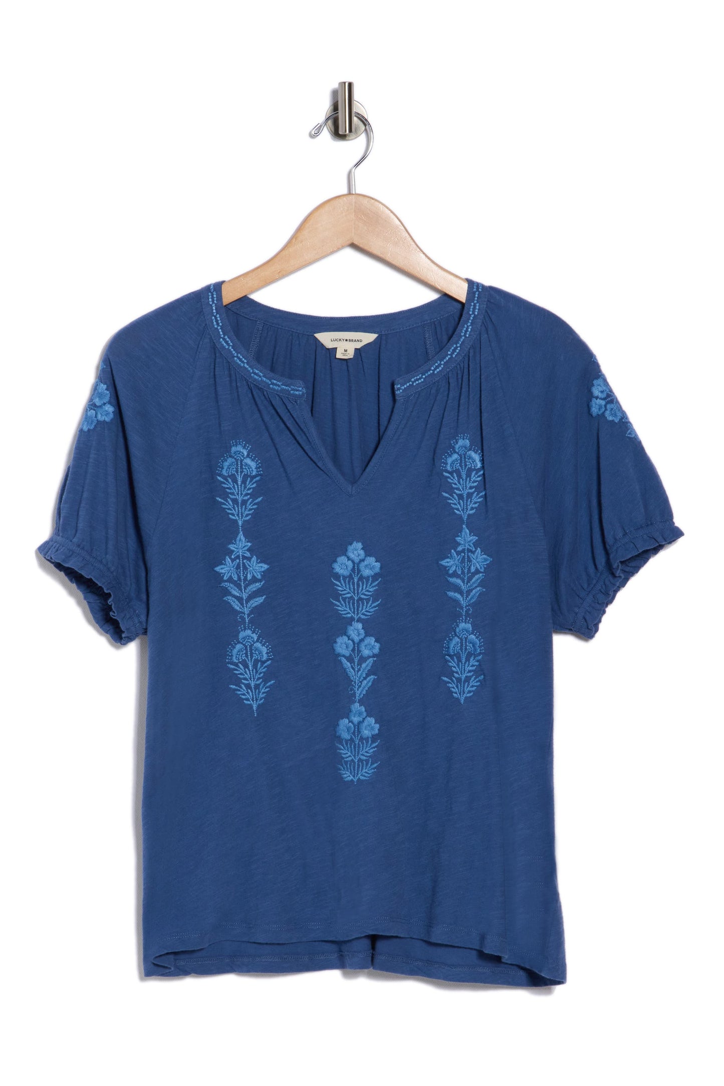 Lucky Brand Women's Emb Notch Neck - True Navy