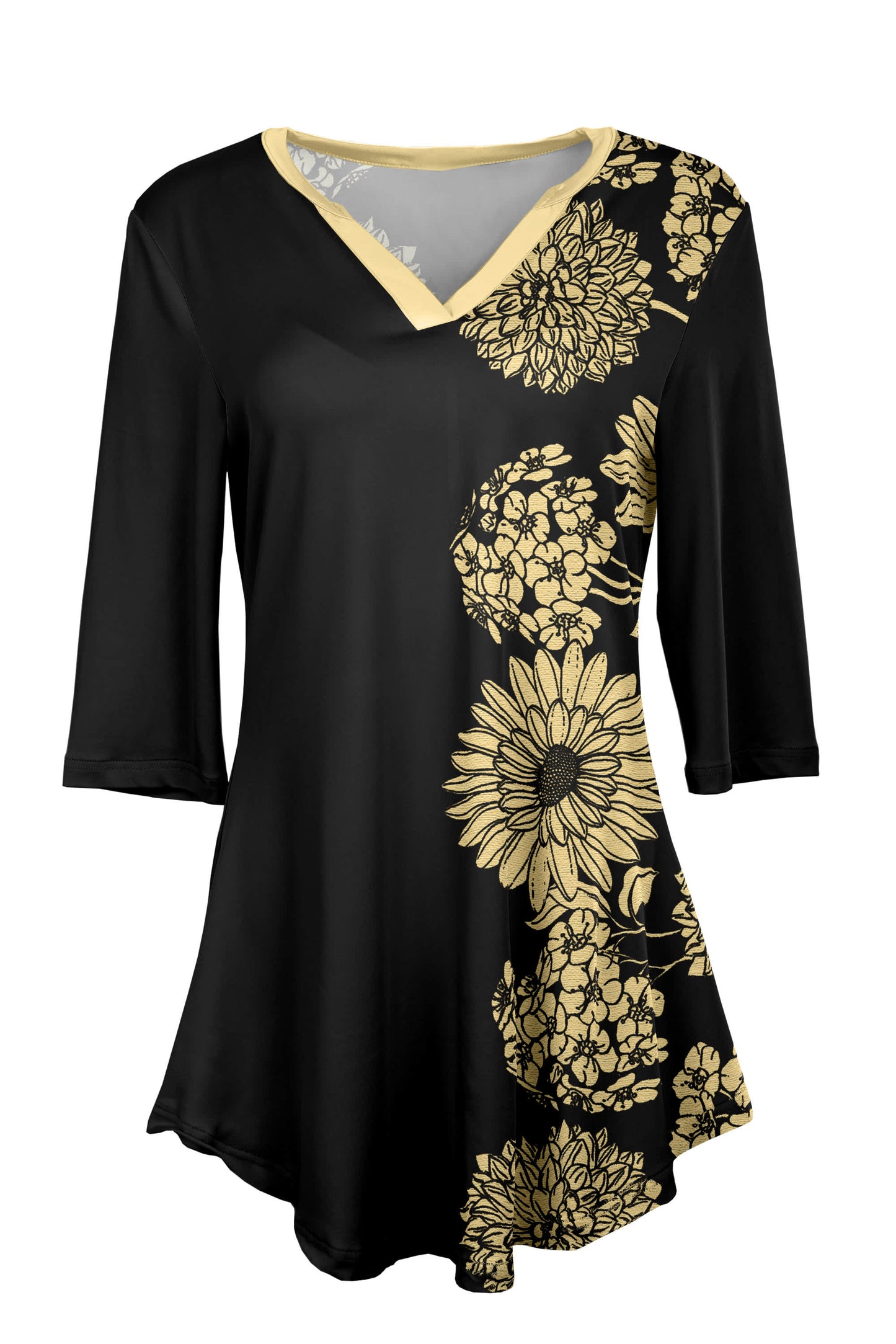 Black Cream Gold Floral Panel-