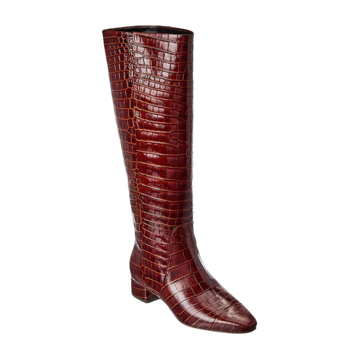 Veronica Beard Cecile Croc-Embossed Leather Knee-High Boot