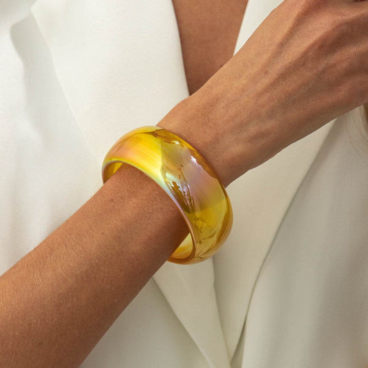 Iridescent & Yellow Resin Bangle