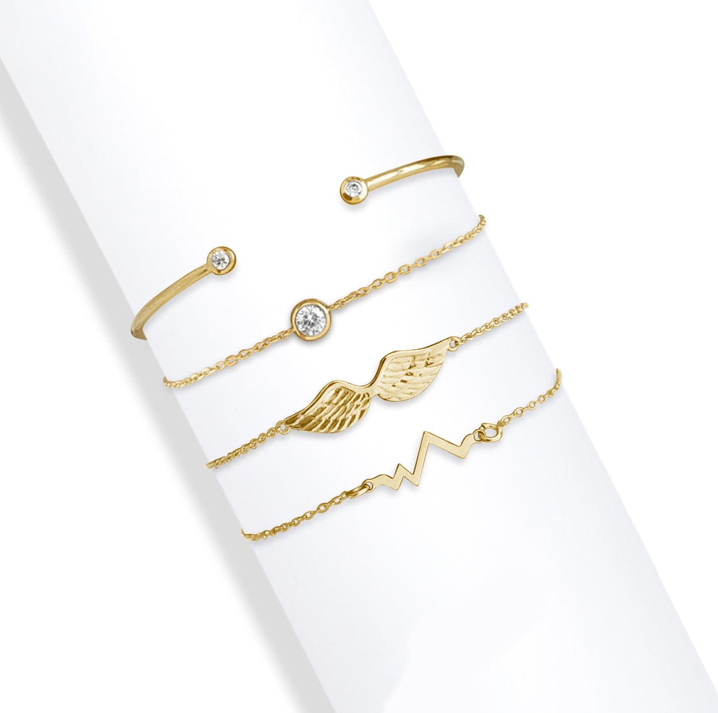 Gold Clear Angel Wings & Heartbeat-