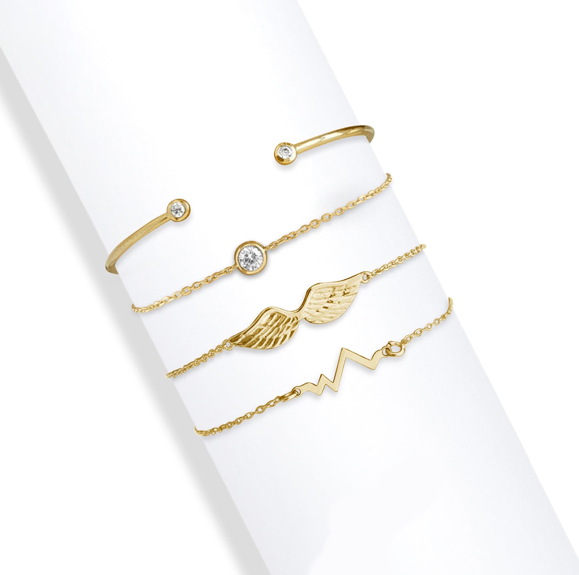 Gold Clear Angel Wings & Heartbeat-
