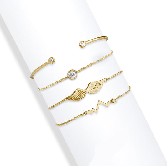 Gold Clear Angel Wings & Heartbeat-