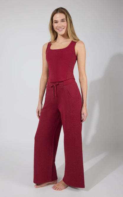 Terry Corset Tank & Fleece Wide Leg Pant Set