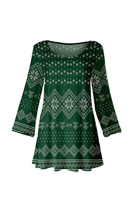 Green Fair Isle Sweater Print-