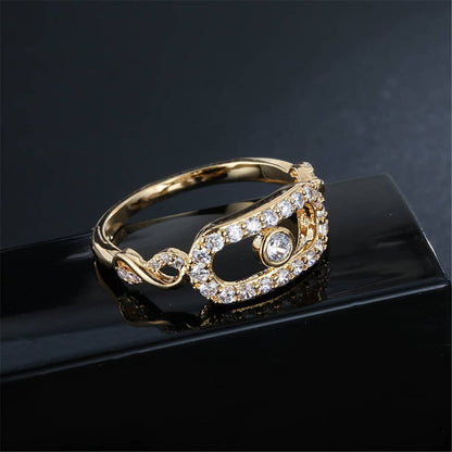 Cubic Zirconia & Goldtone Eye Ring-4