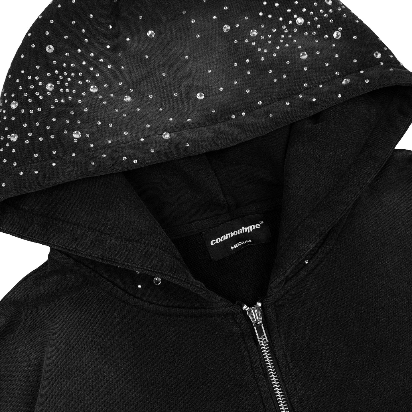 Common Hype Diamanté Hoodie Washed Black