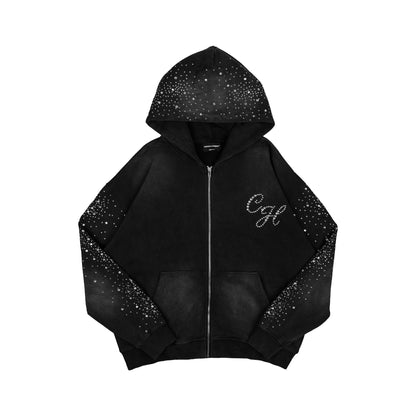 Common Hype Diamanté Hoodie Washed Black