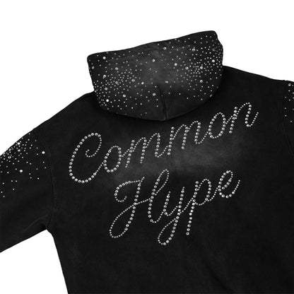 Common Hype Diamanté Hoodie Washed Black