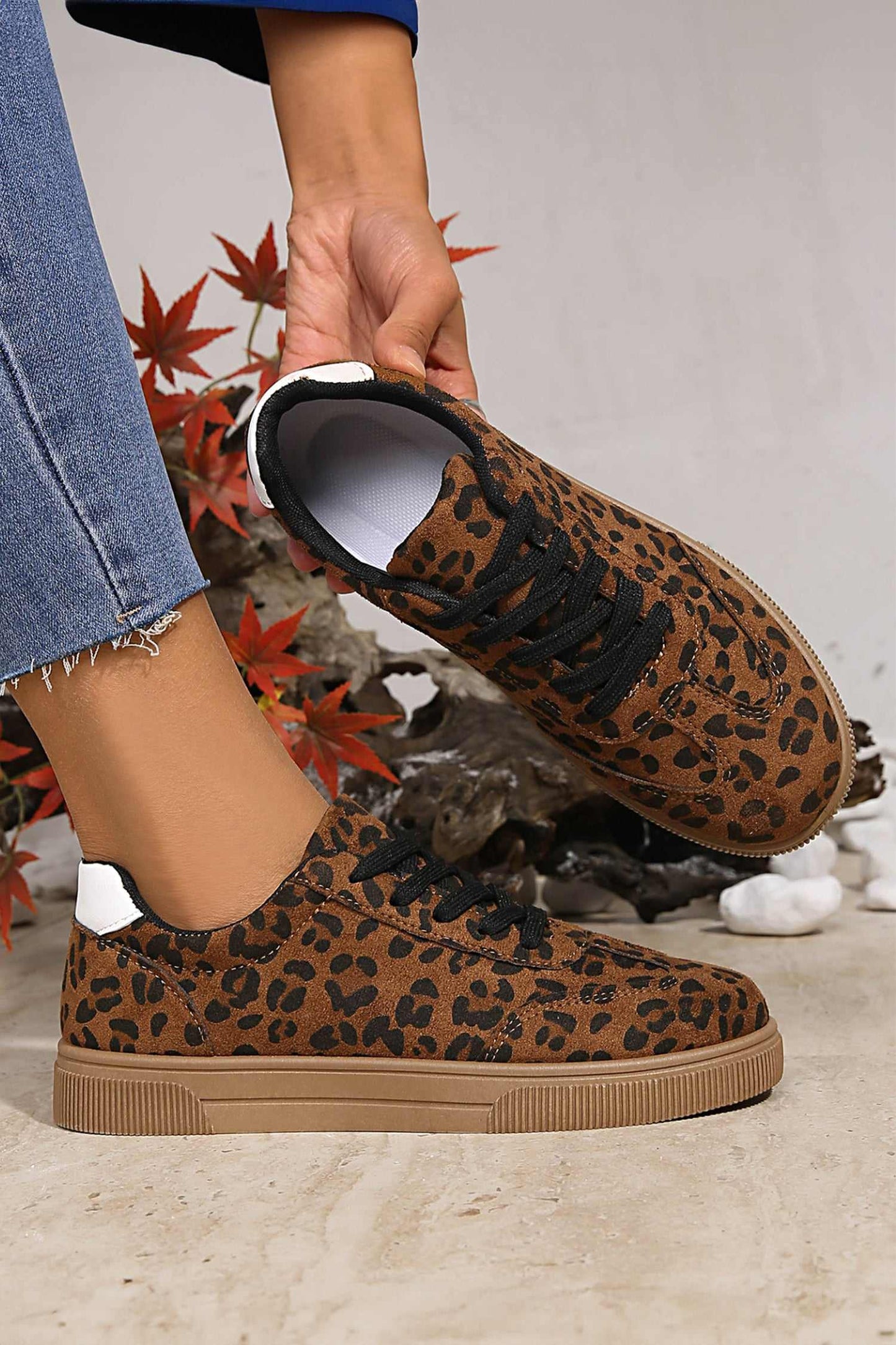 Emiliana Tab Patchwork Laceup Shoes - Coffee / 6
