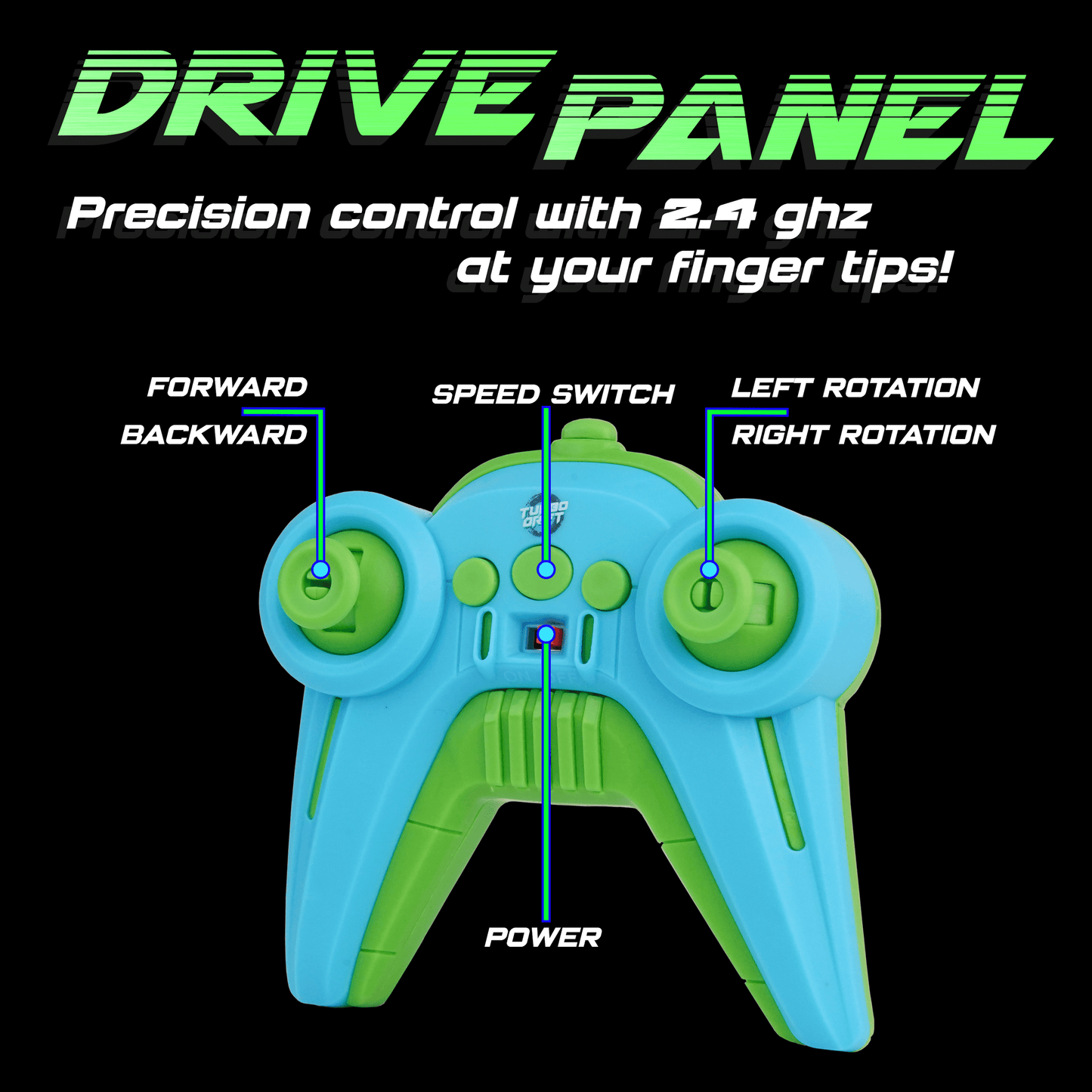 Yellow, green, pink and blue mix car and blue remote-