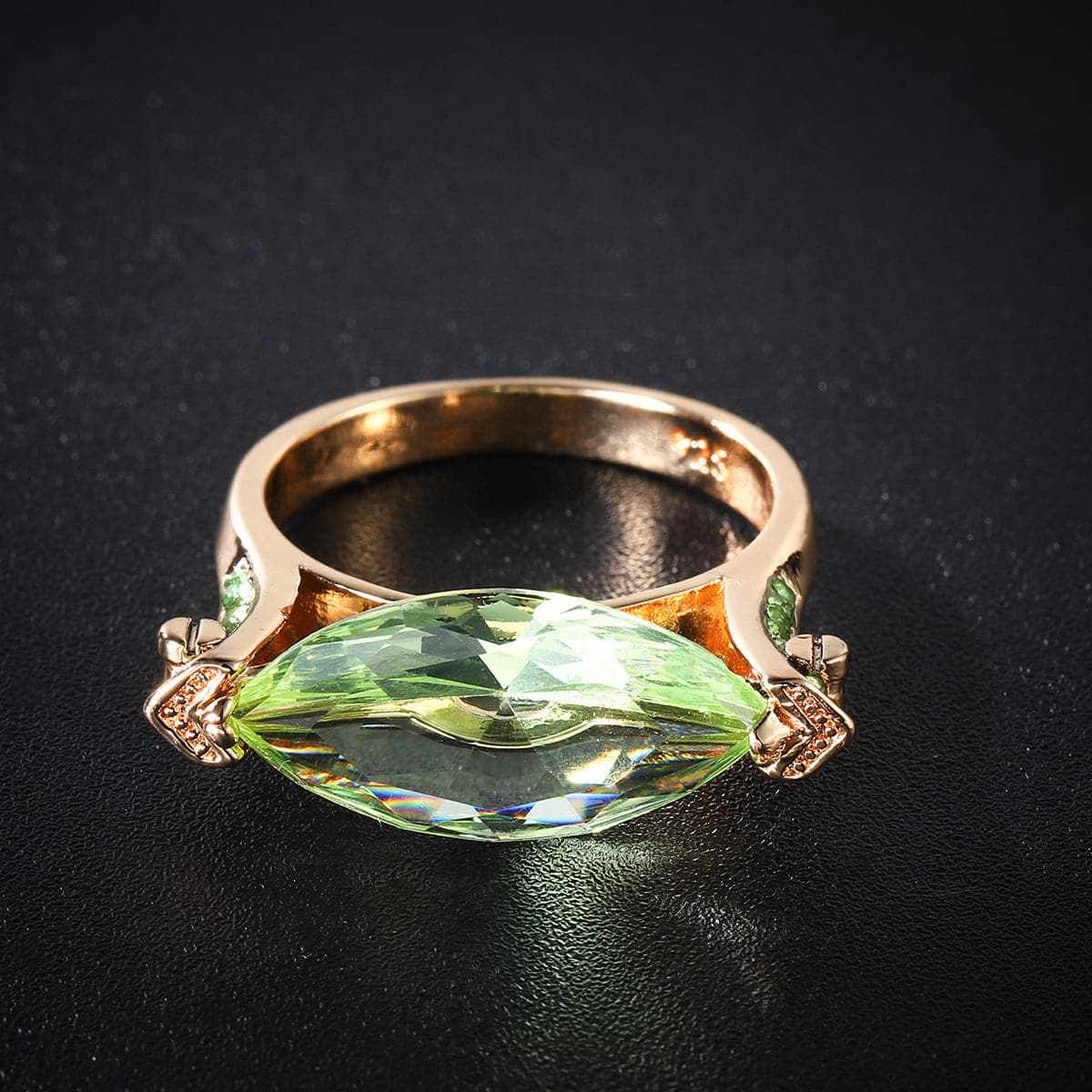Green Crystal & Cubic Zirconia Marquise Ring