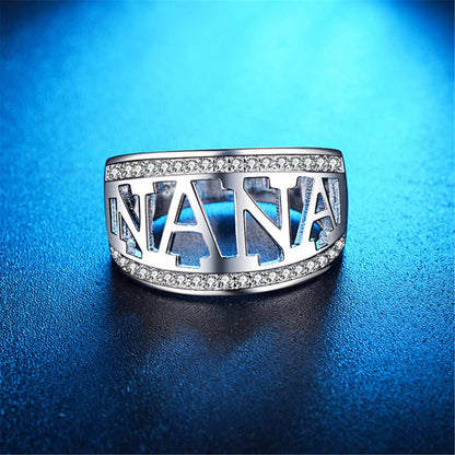 Cubic Zirconia & Silvertone 'Nana' Ring-1