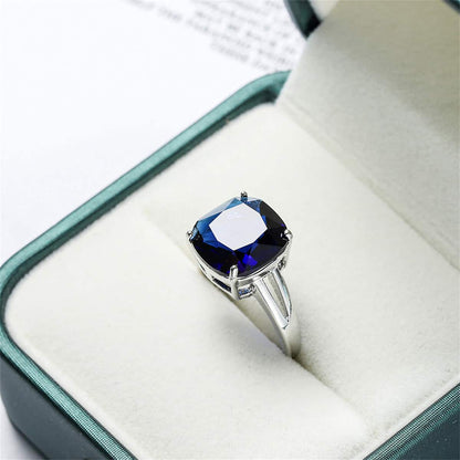 Navy Crystal & Silvertone Cushion-Cut Solitaire Ring-1