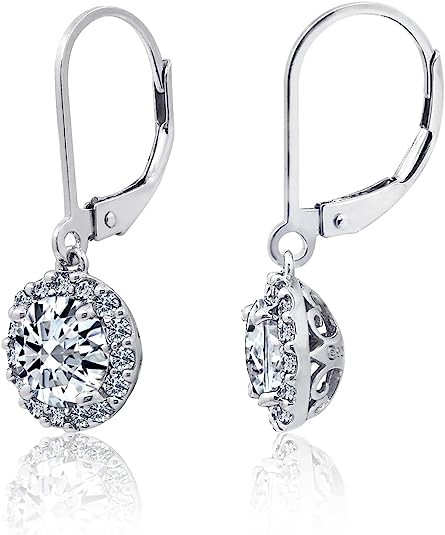 Halo Leverback Dangle Earrings