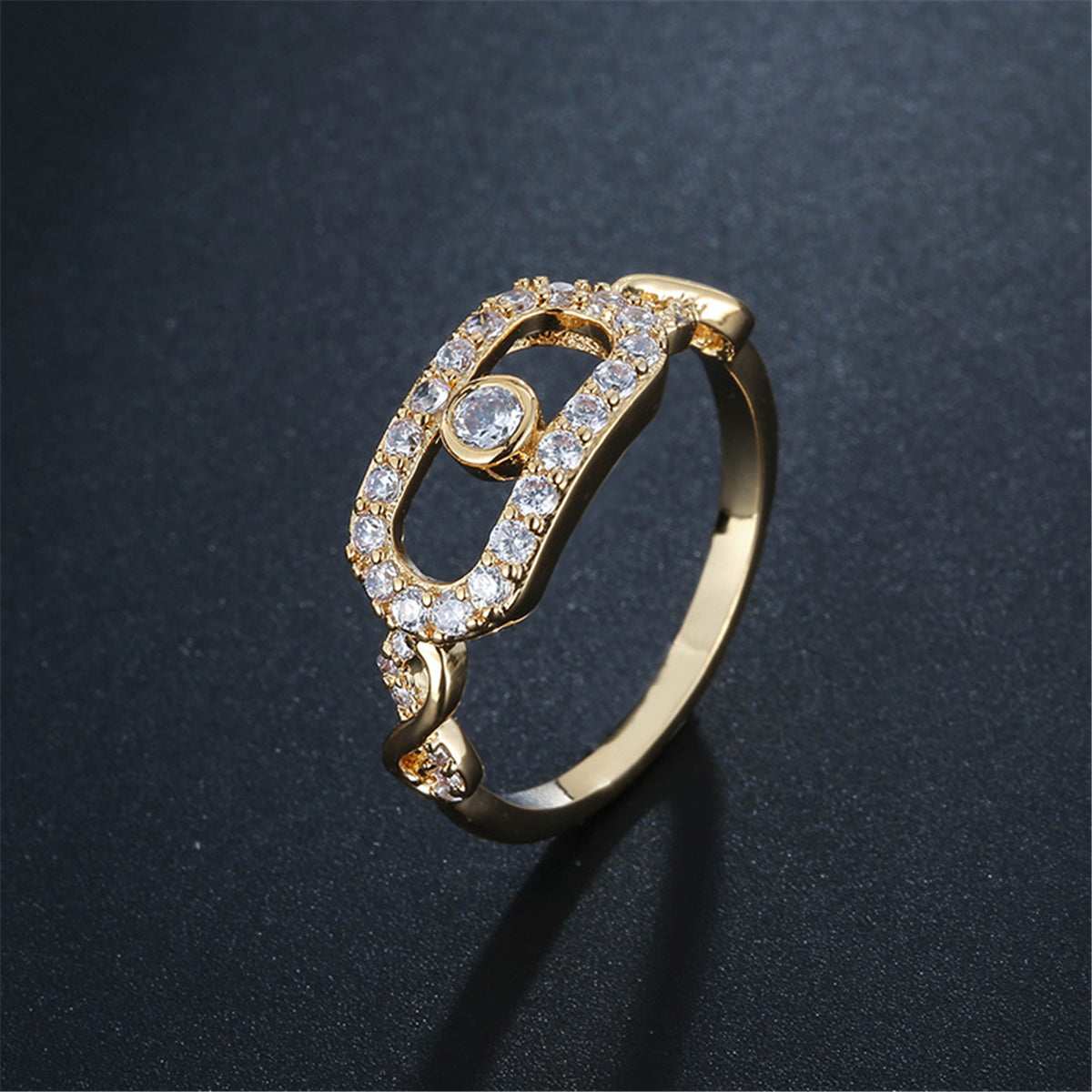 Cubic Zirconia & Goldtone Eye Ring