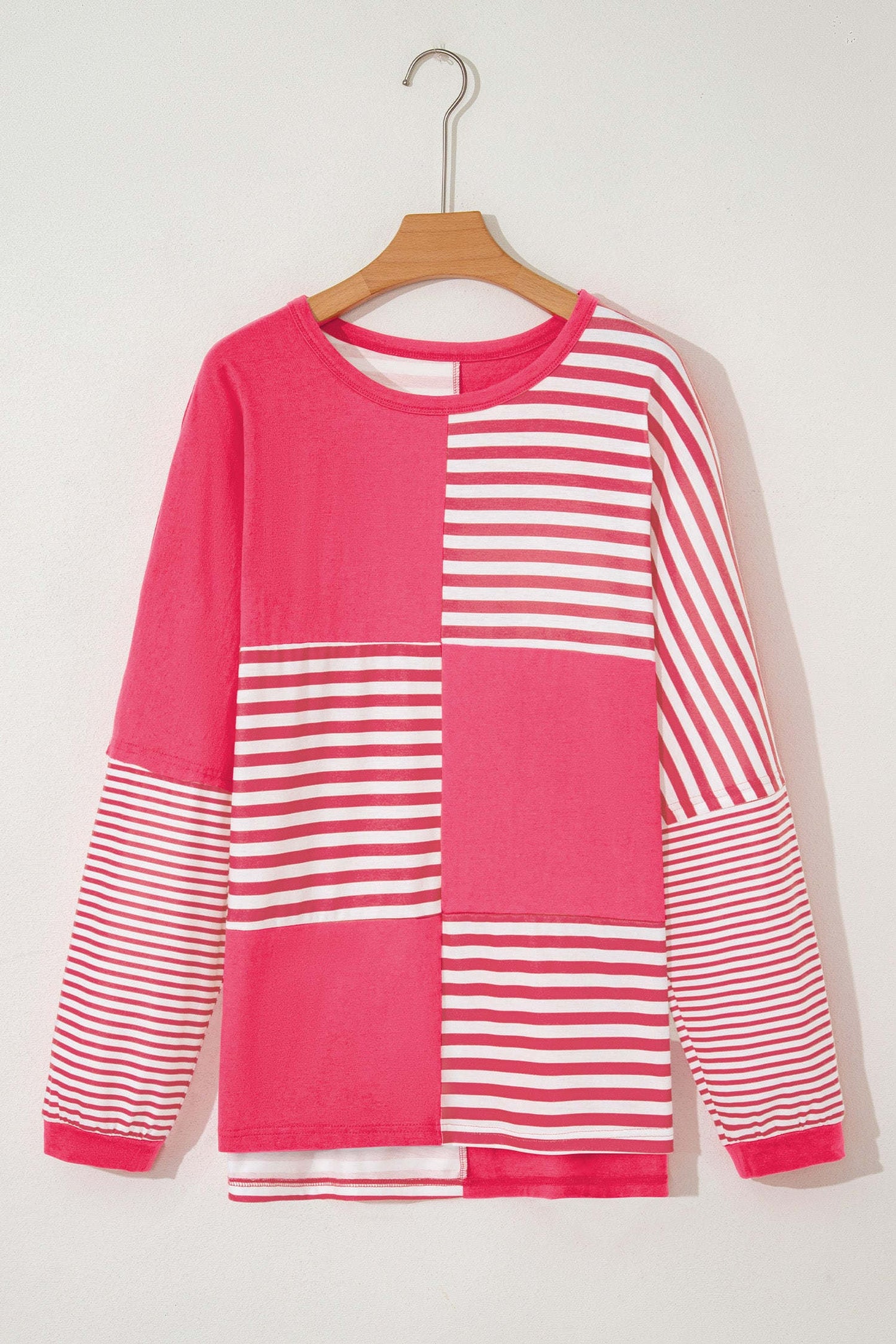 Ivory Sleeve Tunic Top Long Sleeve Top - Pink Stripe / L - 12/14