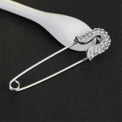 Cubic Zirconia & Silvertone Pin Brooch