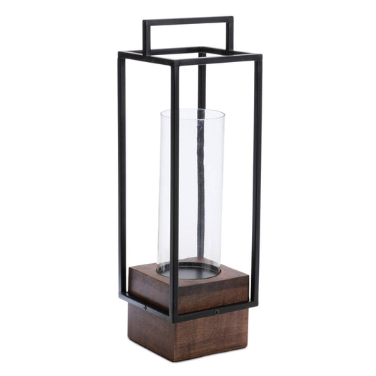 Melrose International Wood Candle Holder with Iron Frame 20"H