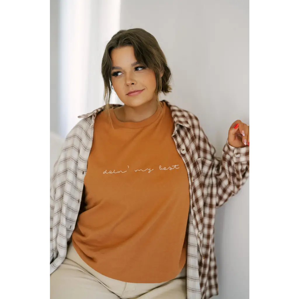 Doin' My Best Embroidered Cotton T-Shirt