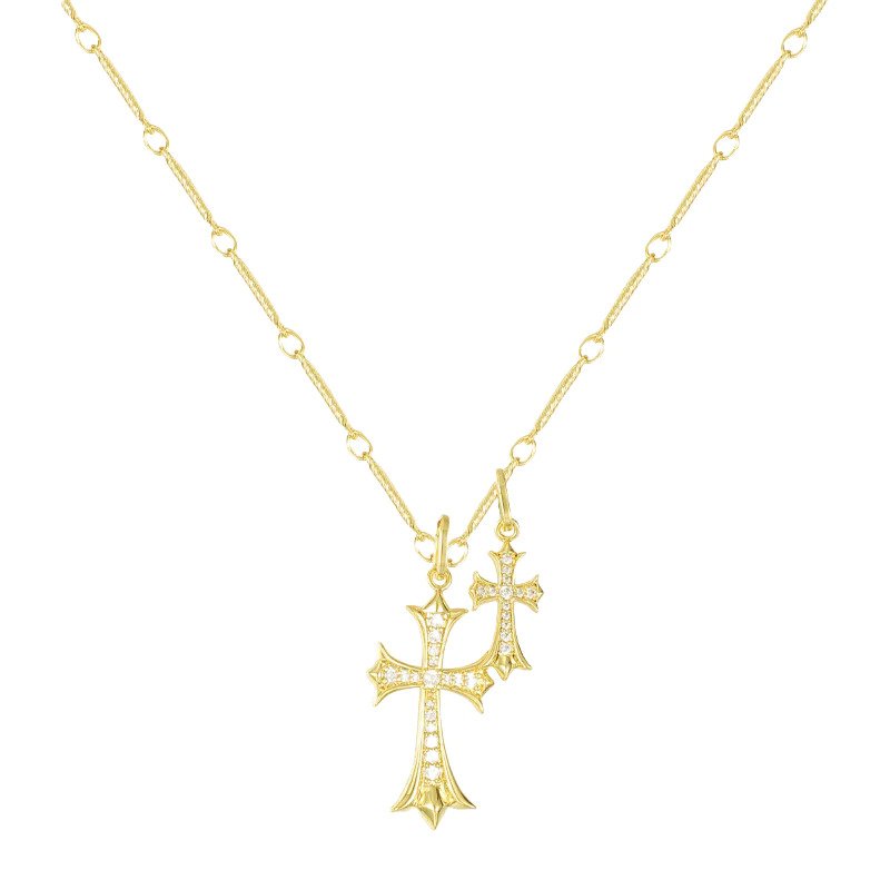 Mint & Lily Double Cross Pendant Necklace