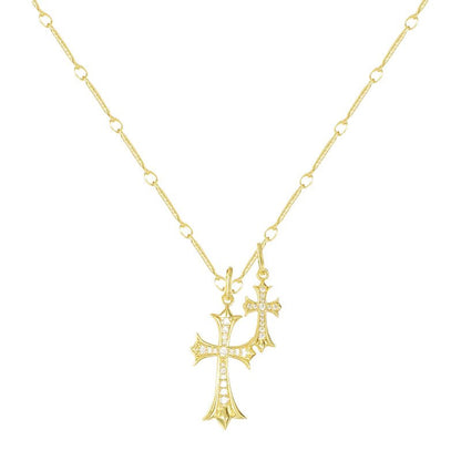 Mint & Lily Double Cross Pendant Necklace