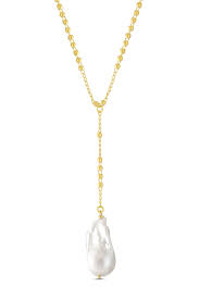 Goldtone Freshwater Pearl Lariat Style Necklace