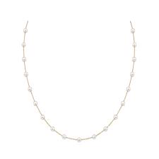 Freshwater Cultured Pearl & Goldtone Station Necklace