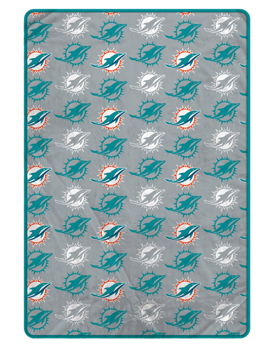 Miami Dolphins NFL Team Logomania XL Blanket 66x95