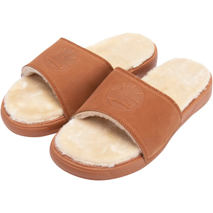 Islide Men's NBA Golden State Warriors Nubuck Faux Fur Slides