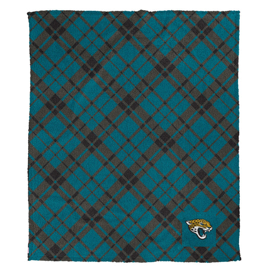 Jacksonville Jaguars NFL Team Sherpa Plaid Throw 50x60