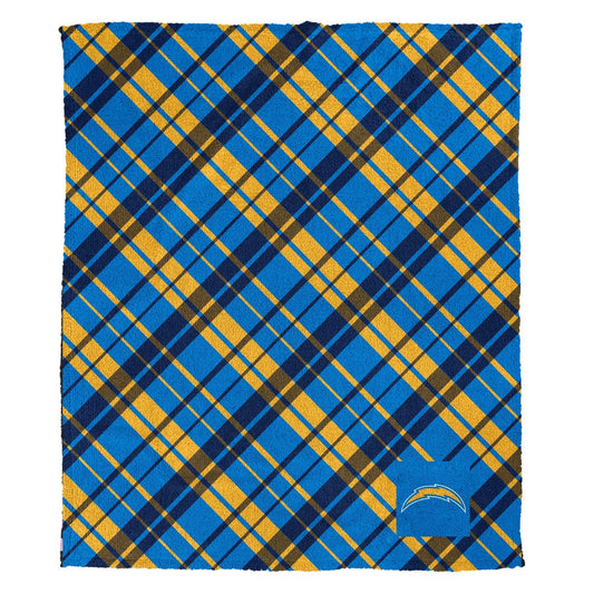 Los Angeles Chargers NFL Team Sherpa Plaid Throw 50x60