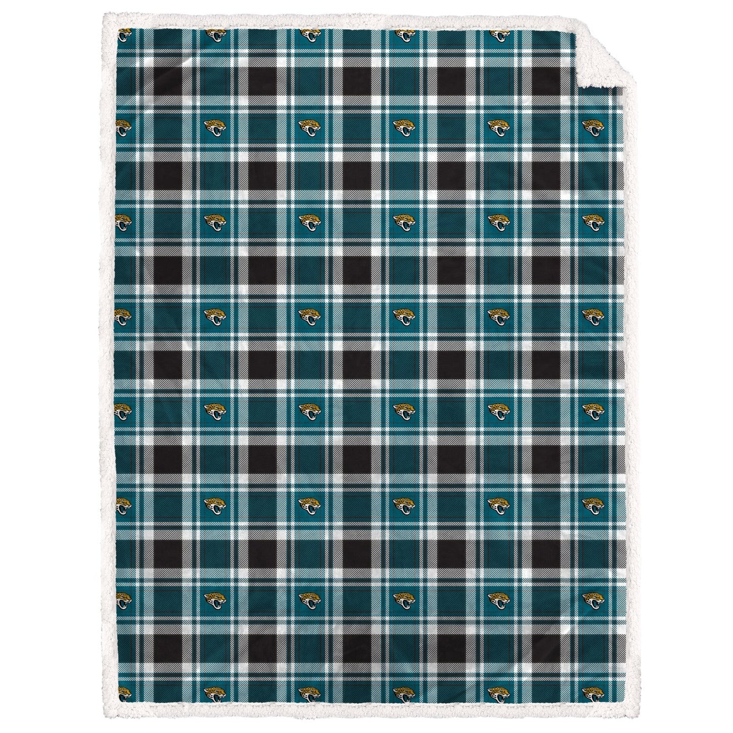 Jacksonville Jaguars NFL Team Sherpa Plaid Blanket 60x90