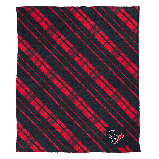 Houston Texans NFL Team Sherpa Plaid Throw 50x60