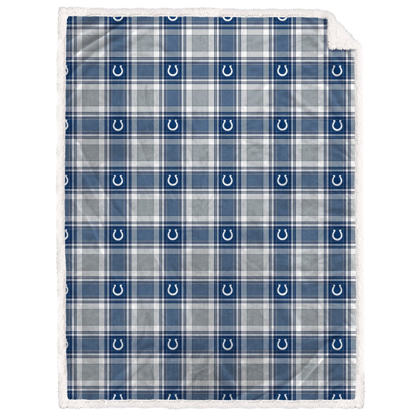 Indianapolis Colts NFL Team Sherpa Plaid Blanket 60x90