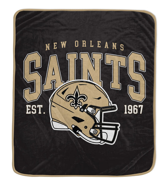 New Orleans Saints NFL Team Vintage Helmet Cozy Throw 50x60
