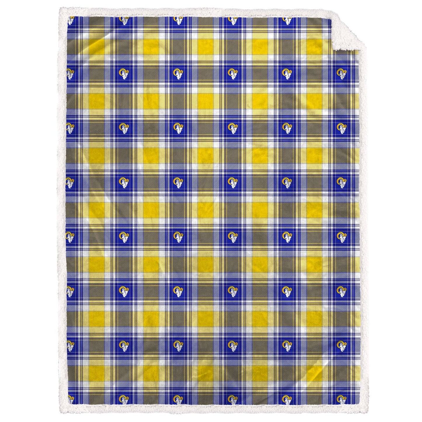 Los Angeles Rams NFL Team Sherpa Plaid Blanket 60x90