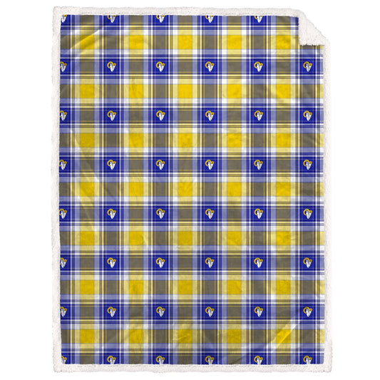 Los Angeles Rams NFL Team Sherpa Plaid Blanket 60x90