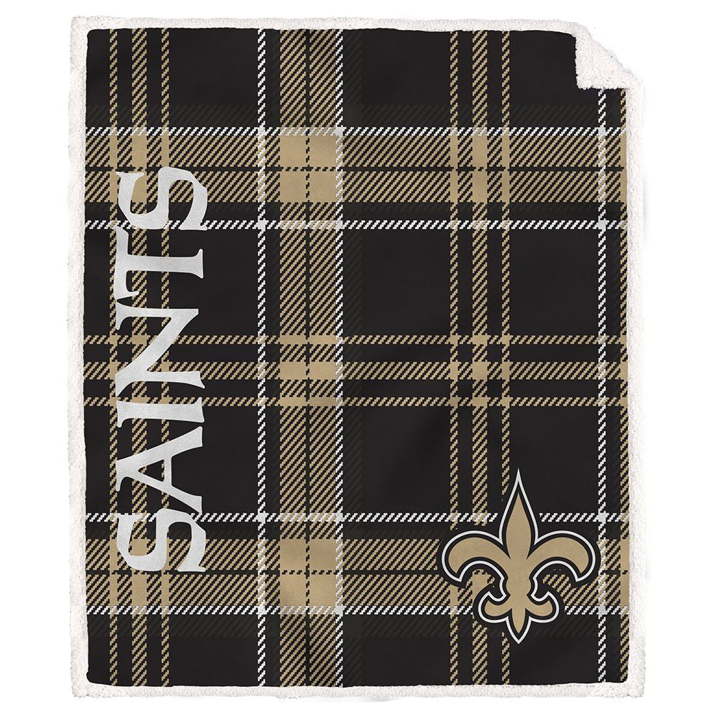 New Orleans Saints NFL Team Classic Plaid Throw 50x60